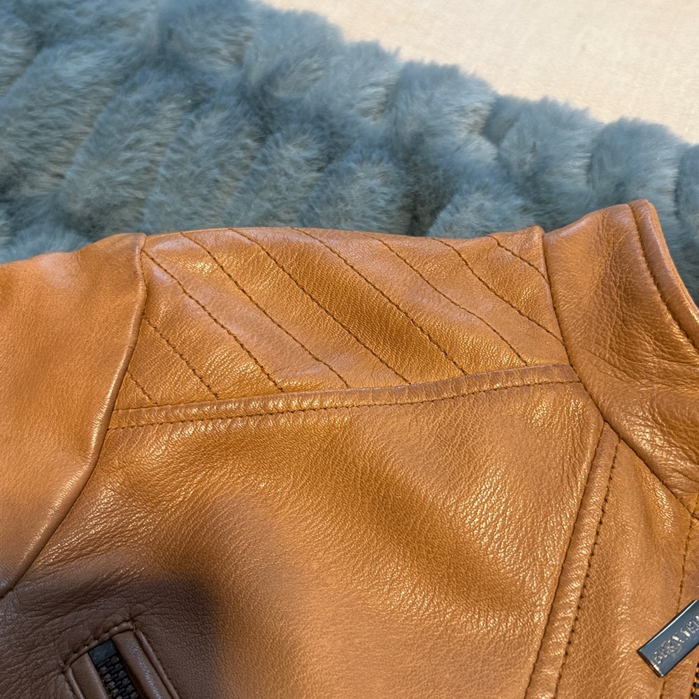 Bernardo Cognac Leather Moto Jacket - Picture 6 of 15